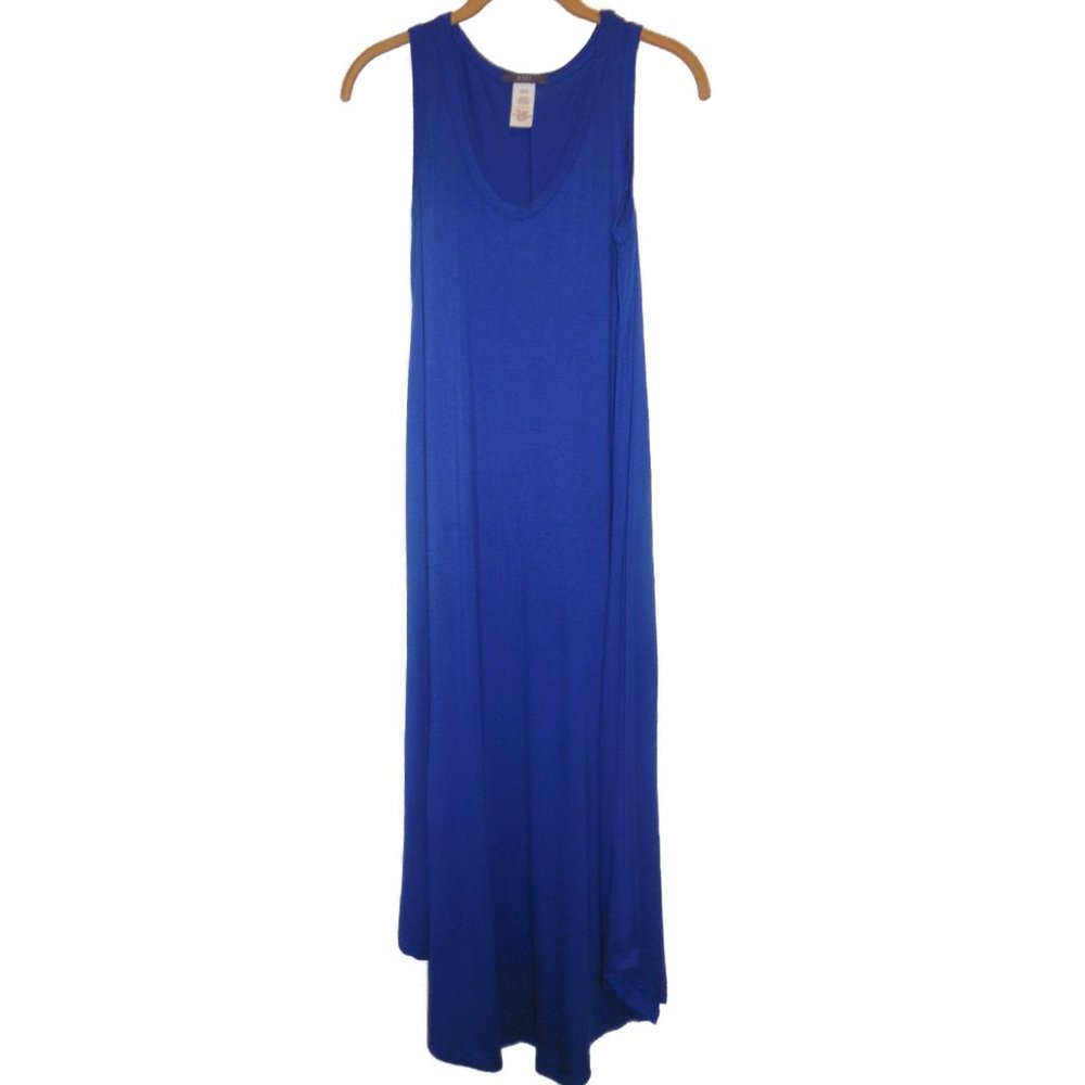 Maxi Dress Knit NEW Blue Long Sleeveless A-line Casual